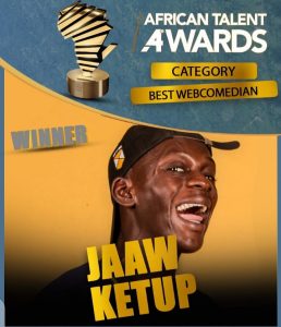 Jaaw Ketchup, meilleur web comédien aux African Talent Awards 2020, sénégalais